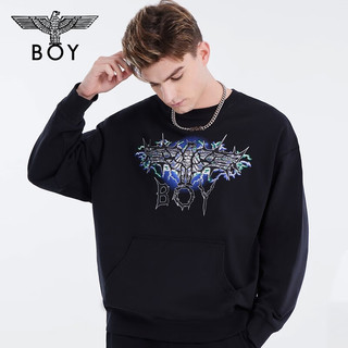 BOY LONDON 男女同款长袖印花卫衣 N03902 黑色打底 M