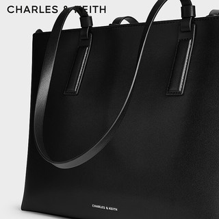 CHARLES&KEITH24冬简约大容量拉链手提托特包女CK2-30782491 Noir黑色 特大包