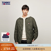 TOMMY JEANS【绗缝轻羽绒】24秋冬男女按扣翻领宽松羽绒服20001 橄榄绿M12 M