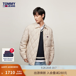 TOMMY JEANS【绗缝轻羽绒】24秋冬男女按扣翻领宽松羽绒服20001 米白色ACG XS