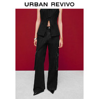 URBAN REVIVO UR2024秋季女装休闲工装风贴袋牛仔长裤UWG840260 黑色 25