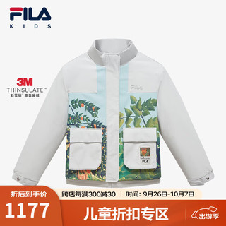 FILA 斐乐 童装儿童外套2024冬季女中大童宽松休闲保暖棉服 燕麦米-BG 160cm