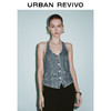 URBAN REVIVO UR2024秋季女复古港风设计感挂脖无袖牛仔衬衫UWJ840077 蓝色 L