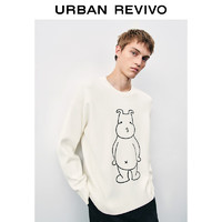 URBAN REVIVO UR2024秋冬男装趣味休闲刺绣图案宽松针织衫UMV930034 象牙白 M