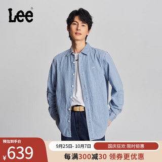 Lee24早秋舒适版浅蓝色男长袖牛仔衬衫LMT0088426VC 浅蓝色 XL