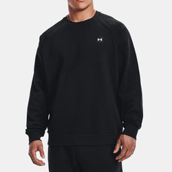 UNDER ARMOUR 安德玛 休闲运动卫衣男Rival男子秋冬柔软抓绒保暖圆领套头衫1357096-001 黑色