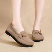 印象风 无品牌 女士秋季一脚蹬平底妈妈鞋舒适软底勃肯鞋