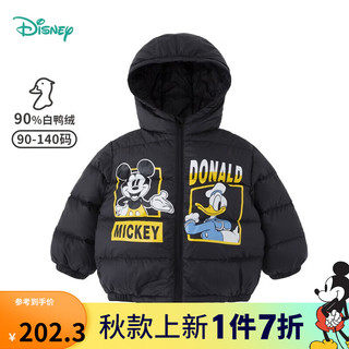 迪士尼宝宝（Disney Baby）童装儿童羽绒服休闲百搭卡通宝宝舒适保暖外套秋冬 214S1530黑色 110