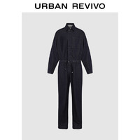 URBAN REVIVO UR2024秋冬男装工装风抽绳超宽松牛仔连身裤UMF840083 靛蓝 31