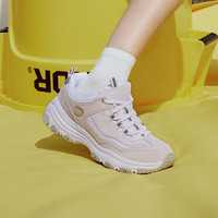 SKECHERS 斯凯奇 女鞋新品老爹鞋女厚底增高熊猫鞋复古休闲运动鞋 浅粉红色/白色 38