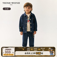 TEENIE WEENIE Kids小熊童装24秋季男宝宝时尚针织牛仔夹克 藏青色 100cm