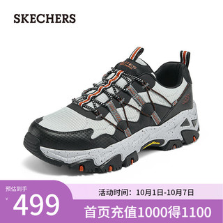 SKECHERS 斯凯奇 2024男女复古老爹鞋户外徒步运动鞋237421 黑色/橘色/BKOR 45.5