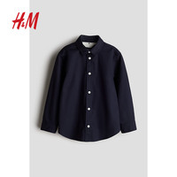 H&M2024秋季童装大童男童长袖棉质衬衫1209140 海军蓝 常规 130/64