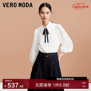 VERO MODA VEROMODA衬衫女2024秋冬优雅百搭时尚泡泡袖气质甜美七分袖纯色 本白色 155/76A/XS