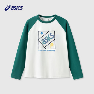 asics【商城同款】亚瑟士童装秋季插肩设计T恤吸湿速干针织T恤新 00白色 170cm