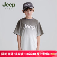 Jeep 吉普 童装男童短袖t恤儿童夏季衣服2024夏装男孩半袖大童上衣 橄榄绿 120cm