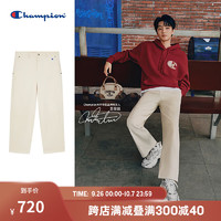 Champion【王俊凯同款】冠军24秋季款美式复古灯芯绒休闲潮牌刺绣梭织长裤 白色 S