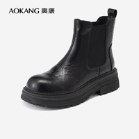 奥康(Aokang)英伦切尔西女靴厚底马丁靴短靴子黑色39码