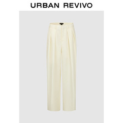 URBAN REVIVO UR2024秋季女装气质魅力通勤立体褶饰宽腿裤UWG640085 米白 S