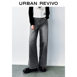 URBAN REVIVO UR2024秋季女装潮流百搭高腰宽腿洗水牛仔长裤UYY840049 中灰 30