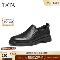 他她（TATA）2024冬时尚休闲皮鞋男73B23DM4 黑色 42