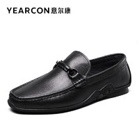 YEARCON 意尔康 男鞋春秋季真皮商务休闲皮鞋男士英伦风乐福鞋软底