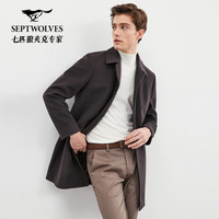 七匹狼羊毛呢子大衣秋冬季可脱卸羽绒马甲男士外套保暖柔软舒适男装 185/100A/XXXL 305(深棕色)