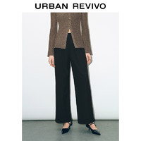 URBAN REVIVO UR2024秋季女装高智通勤风褶皱净色宽松宽腿裤UWG640100 正黑 XS