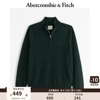 ABERCROMBIE & FITCH男装 24秋季经典小麋鹿半高领拉链套头针织衫KI120-4180 深绿色 XL (180/116A)