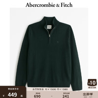 ABERCROMBIE & FITCH男装 24秋季经典小麋鹿半高领拉链套头针织衫KI120-4180 深绿色 XS (170/84A)