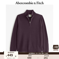 ABERCROMBIE & FITCH男装 24秋季经典小麋鹿半高领拉链套头针织衫KI120-4180 深紫色 XL (180/116A)