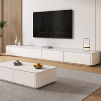 安尔雅电视柜实木落地现代简约奶油风小户型客厅电视机柜包安装 2m 奶油白三抽2米-包安装