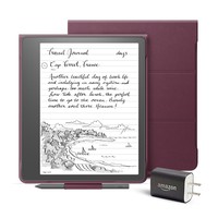 kindle Scribe 基础套装 （包括 Kindle Scribe 16GB、基础笔、带磁吸附功能的皮革对开式勃艮第红外壳，以及电源适配器）