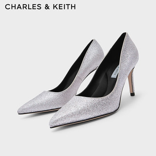 CHARLES & KEITH 高跟鞋 CK1-60280245-2 闪粉款 银色 40