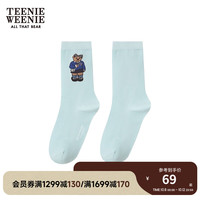 Teenie Weenie小熊2024年早秋提花中筒袜多巴胺穿搭袜时髦 薄荷色 FRE