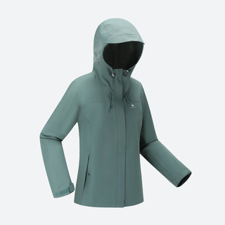 迪卡侬（DECATHLON）户外硬壳冲锋衣女款春秋登山服防风防水夹克风衣运动外套MH150 野萝绿-2024年新 XL