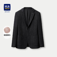 HLA 海澜之家 西服男绒感弹力修身商务格子西装外套男