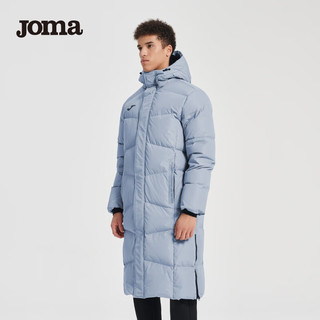 Joma 荷马 运动羽绒服男冬季80/90白鸭绒加厚保暖中长款连帽外套男 长款80绒灰色3116FL4001 S （110斤左右）