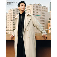 ABERCROMBIE & FITCH【李现同款】男装24秋季廓形翻领双排扣长款风衣KI132-4164 浅卡其色 XXL (185/124A)