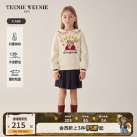 TEENIE WEENIE Kids小熊童装24早春女童撞色翻领套头长袖卫衣 乳白色 140cm