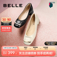 BeLLE 百丽 方扣高跟鞋女羊皮浅口单鞋Z8B1DCQ3 黑色 36