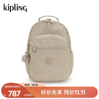 kipling 凯普林 24秋冬男女款大容量双肩背包15.6寸13寸电脑包书包|SEOUL系列 米色老花