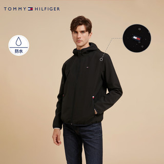 TOMMY HILFIGER【出走都市】 男装防水微抓绒户外通勤风衣款软壳夹克J2787 曜石黑BDS L