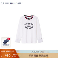 TOMMY HILFIGER24秋冬童装男时尚休闲刺绣拼色圆领长袖T恤TH2432199 白色658 6/120cm
