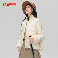 YAYA 鸭鸭羽绒服 女短款2024年冬季新品时尚百搭棒球领鸭绒保暖薄外套Y