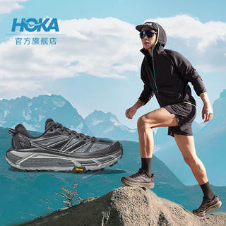 HOKA ONE ONE 男女款夏季飞速马法特2户外休闲鞋MAFATE 2透气缓震 黑色/城堡灰(拍大半码） 43