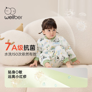 威尔贝鲁（WELLBER）婴幼儿哈衣秋冬2024新生儿前开连体衣包屁衣宝宝洋气外出服 水塘熊猫 90cm