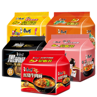 康师傅 5袋 方便面大食袋红烧五连包袋装泡面劲爽乐拉面红烧香辣牛肉早餐面 劲爽乐 香辣五连包