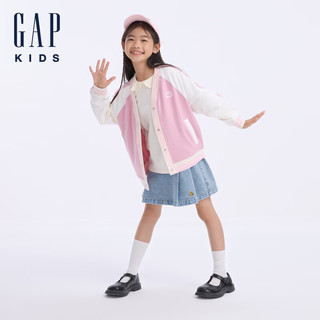 GAP【大小童同款】女童2024初秋娃娃领针织长袖T恤617227 象牙白 150cm(12-13岁)亚洲尺码