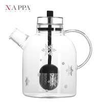 NAPPA 高硼硅玻璃水壶 凉水壶冷水壶过滤泡茶壶带茶漏大容量1.5L瑞士壶 手工雕刻-雪花 1500ml 1只